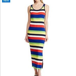 LAUREN by Ralph Lauren Striped Ribbed Maxi Dress